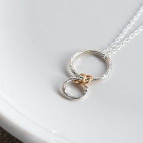 Two Ring Silver Drop Pendant