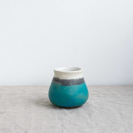 Stoneware Vase with Teal Matt Glaze by Potting in Penryn