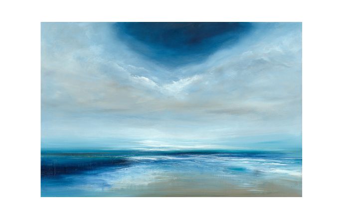 Calm Seascape Painting In Shades Of Blue By Lyndsey Vowell