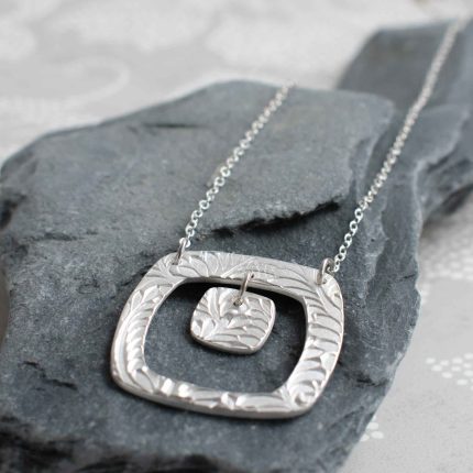 Square Necklace with Charm