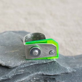 Green Acrylic And Pewter Ring