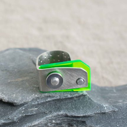 Green Acrylic and Pewter Ring