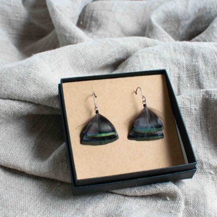 Small Triangular Ocellated Turkey Earrings