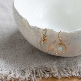 Sea Green Chalcedony & Gold Filled Circle Earrings