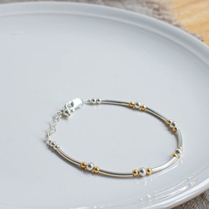 Silver Tube & Gold Filled Bead Bracelet