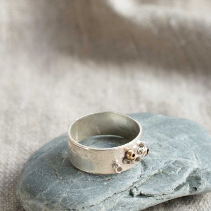 Barnacle Silver & Gold Wide Band Ring - Image 2