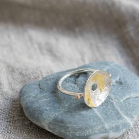 Men An Tol Silver & Gold Leaf Ring