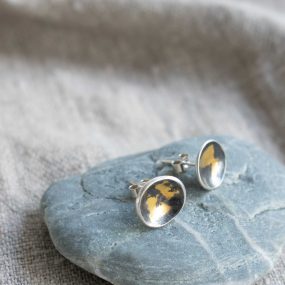 Solstice Studs Silver & Gold Leaf