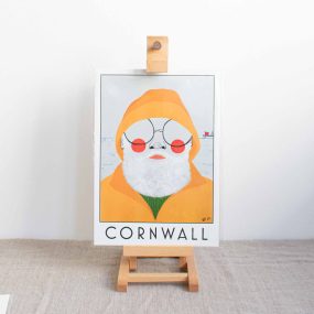 Orange “Cornwall” Fisherman A4 Print