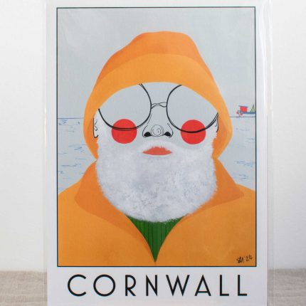 Orange "Cornwall" Fisherman A4 Print - Image 2