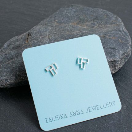 Sterling Silver Geo Stud Earrings - Image 3