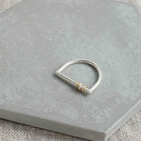 Silver And Gold Rings Bar Ring