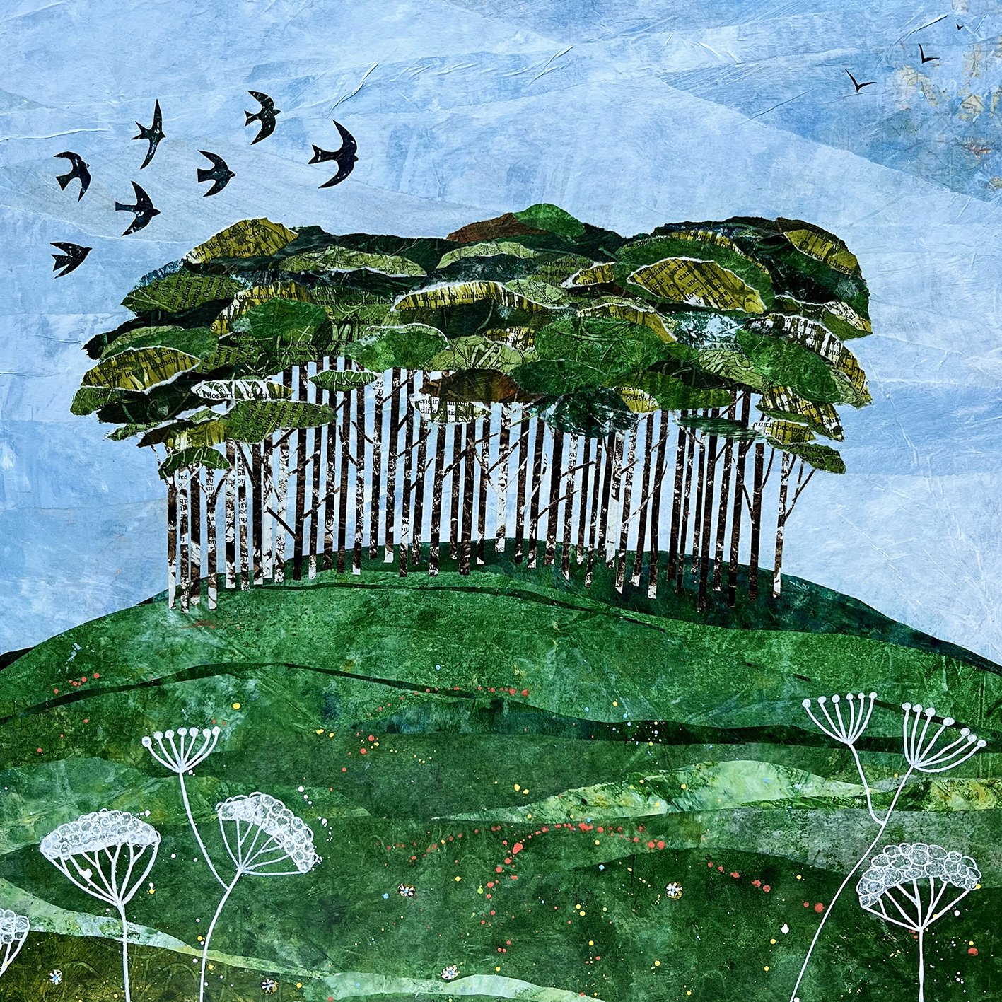 Print of a collage of the "Nearly Home" trees by Jane Wilson