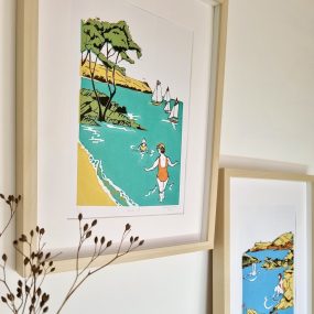 Wood Framed Pictures Of A Seaside Scenes By Catherine Lovett