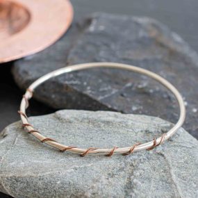 Copper Twist Thin Bangle