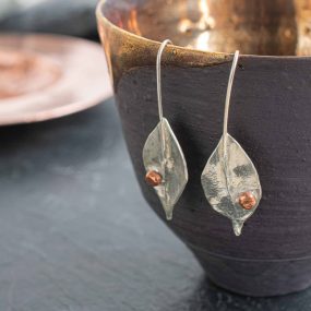 Silver Leaf Drop Earrings