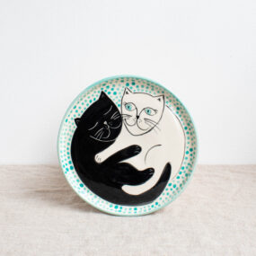 Cuddling Cat Plate