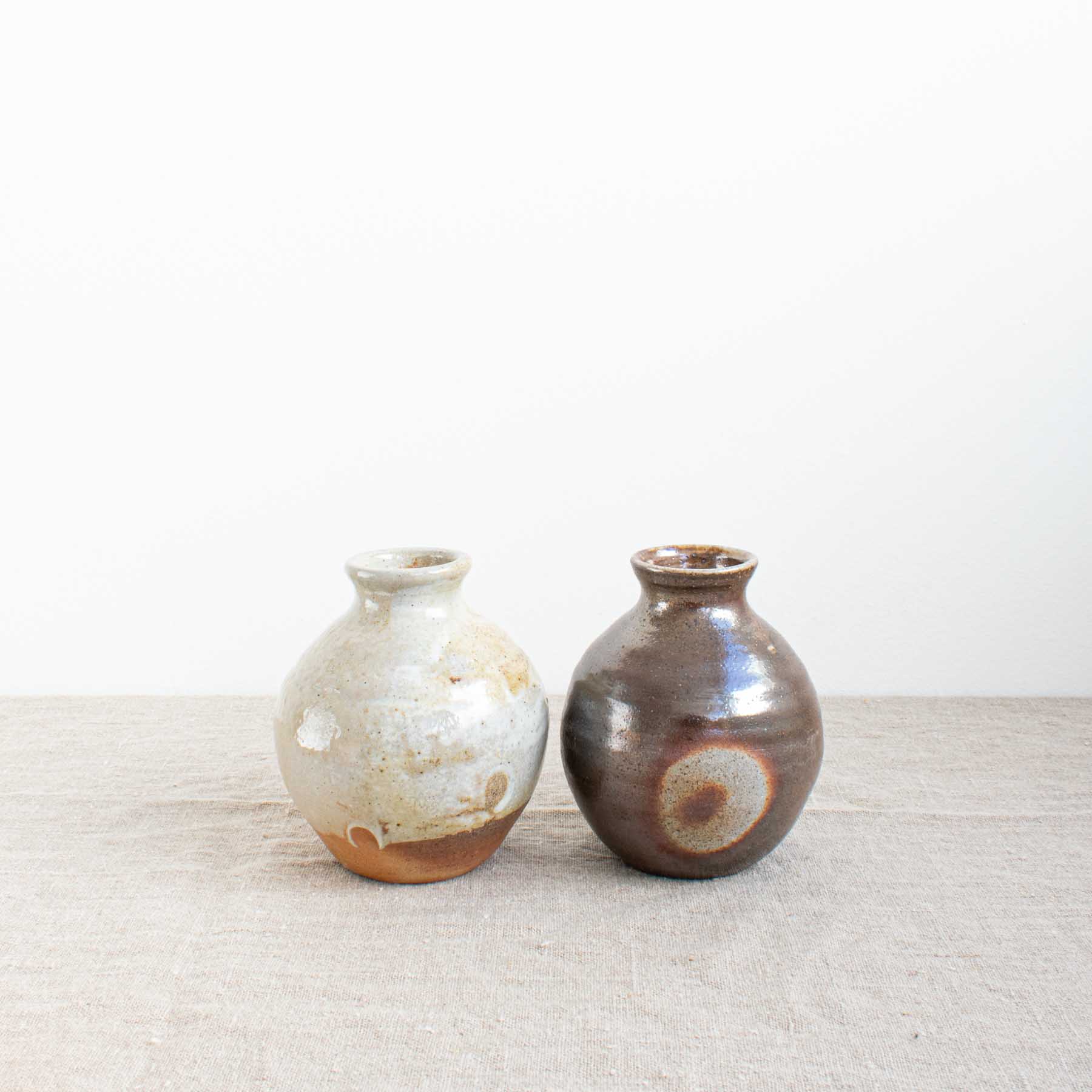 Stoneware large bottle in light and dark ceramics