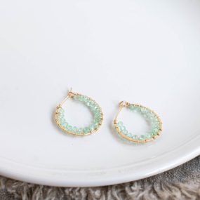 Emerald Gold Filled Round Hoop Earrings