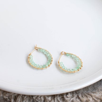 Emerald Gold Filled Round Hoop Earrings