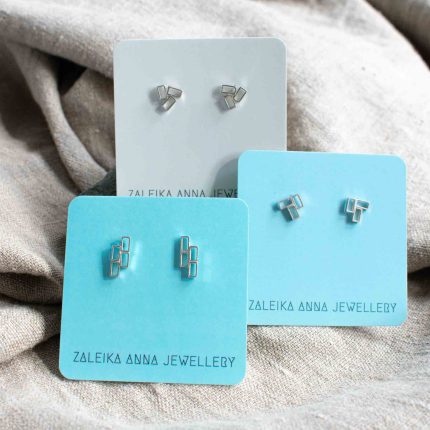 Sterling Silver Geo Stud Earrings