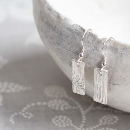 Silver Rectangle Drop Earrings