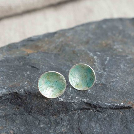 Silver & Enamel Aqua Studs