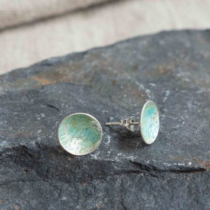 Silver & Enamel Aqua Studs - Image 2