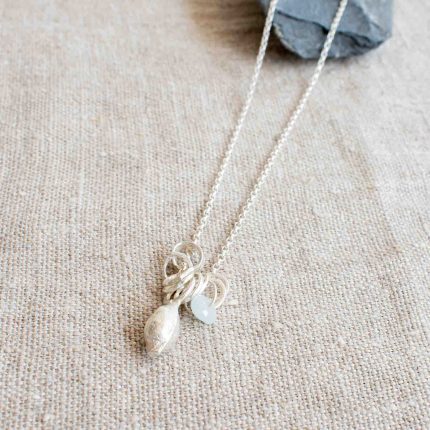 Silver Pod Necklace with Aquamarine - Image 2