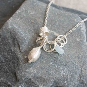 Silver Pod Necklace With Aquamarine