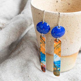 Disc & Long Drop Earrings