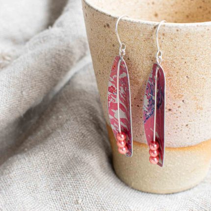 Feather Pearl Pod Drop Earrings