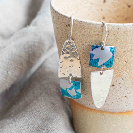 Turquoise & Silver Mix & Match Drop Earrings