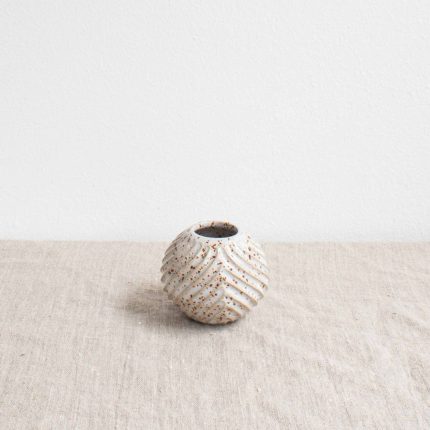 Small Stoneware Carved Vase - Image 6