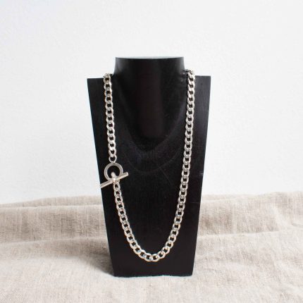 Silver Curb Chain Necklace with T-bar Clasp - Image 3