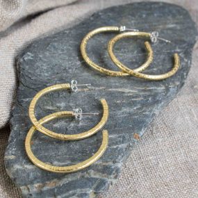 Large Textured Brass Hoops