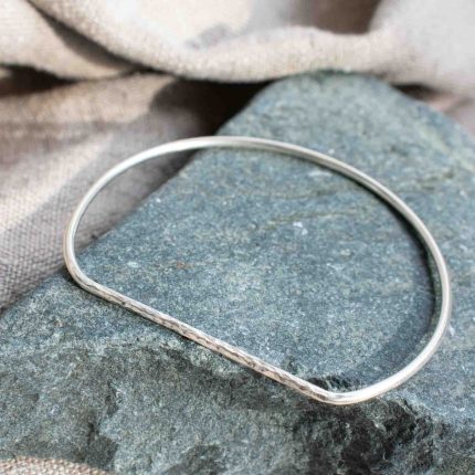 Textured Silver Bar Bangle - Image 2