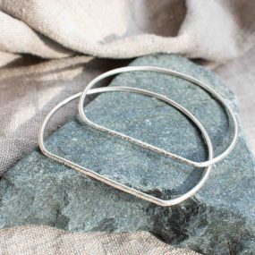 Textured Silver Bar Bangle