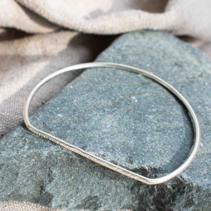 Textured Silver Bar Bangle - Image 3