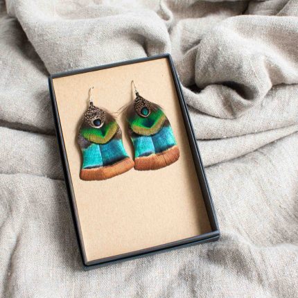 Ocellated Turkey, Peacock Pheasant & Peacock Earrings