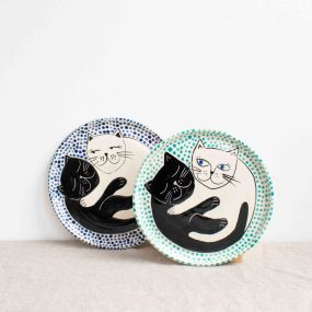 Cuddling Cat Plate