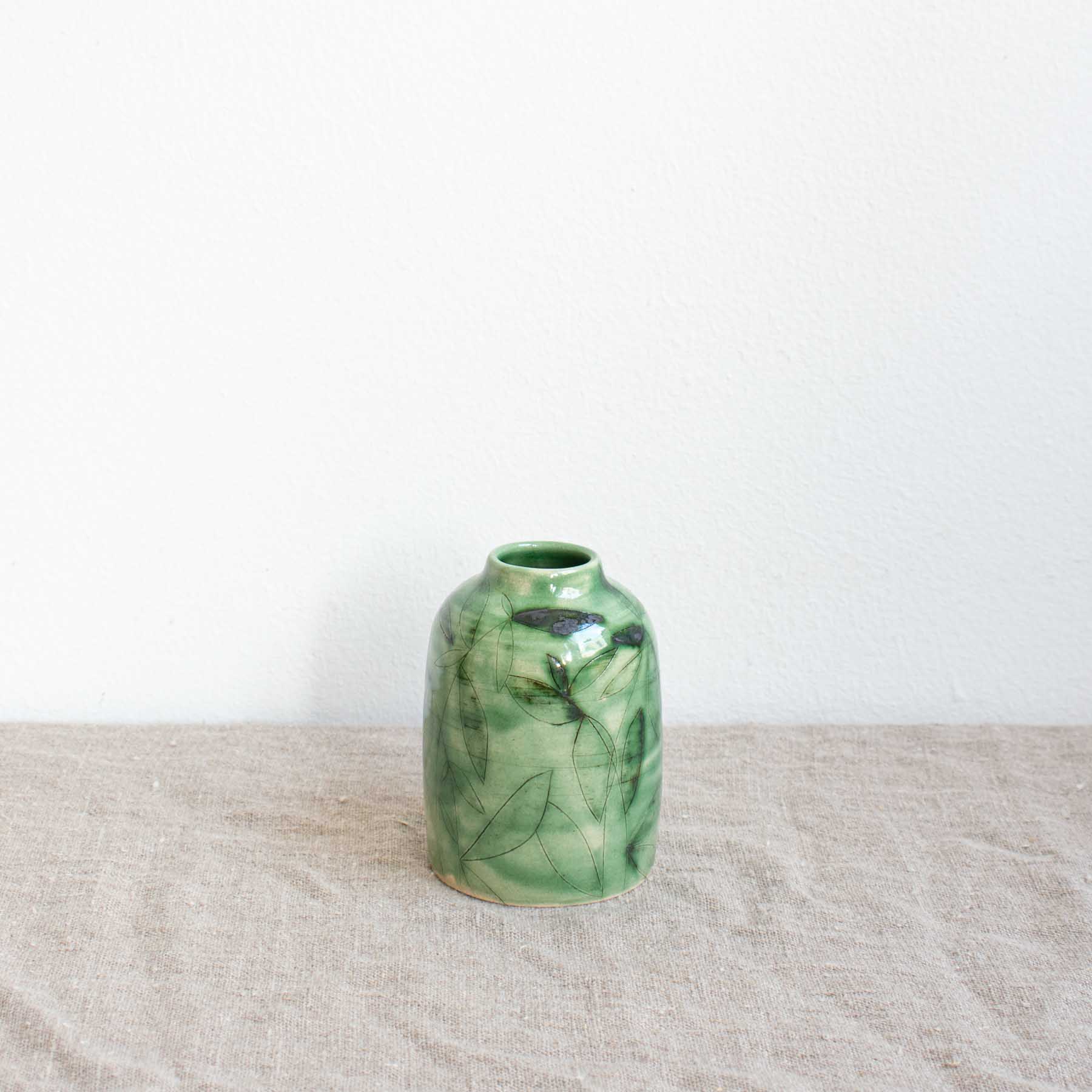 Michelle Foote Dark Green Leafy Small Vase