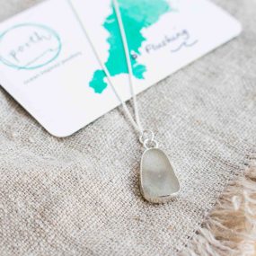 Seaglass Cutout Heart Pendant (Clear – Flushing)