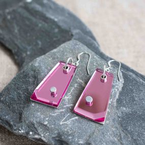 Lilac Pink Acrylic And Pewter Earrings