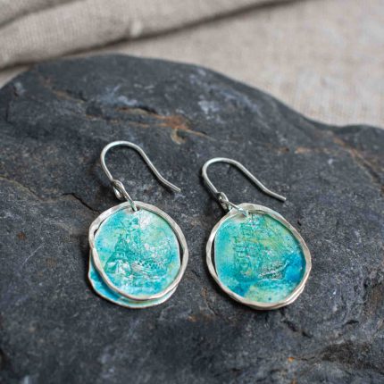 Silver & Enamel Ships Drop Earrings - Image 2