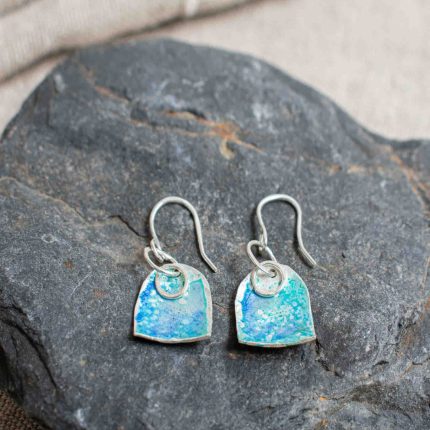 Silver & Enamel Blue Arch Drop Earrings - Image 2