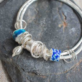 Silver & Enamel “Sea Whisper’d Me” Double Bangle