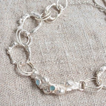 Silver Seaweed Bracelet with Aquamarine - Image 3