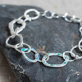 Silver & Enamel Link Bracelet