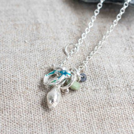 Silver Pod Necklace with Loops & Semi-Precious Stones - Image 3